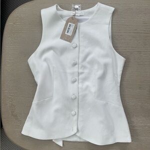 Meshki Laurence Vest white linen NWT